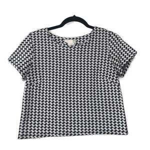 A'GACI Houndstooth Print Crop Top, Black & White, Size M